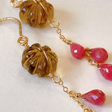 Honey quartz and pink grossular garnet earrings