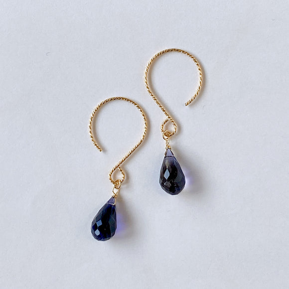 Large iolite single earrings