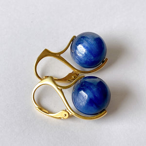 Vermeil 12mm kyanite lever back earrings in yellow gold 