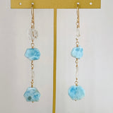 4 long long earrings with larimar and crystal