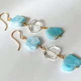 Larimar and crystal triple earrings