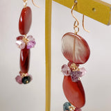 Andesine and spinel double earrings