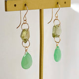 Gemstone chrysoprase and green apatite earrings