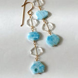 4 long long earrings with larimar and crystal