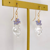 Flower crystal and tanzanite bouquet earrings