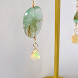 Russian emerald and opal drop earrings (yellow)