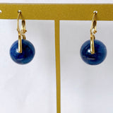 Vermeil 12mm kyanite lever back earrings in yellow gold 