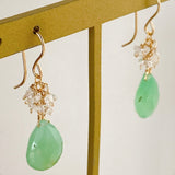 Gemstone chrysoprase and herkimer quartz bouquet earrings