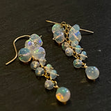 Ethiopian opal flower cluster earrings