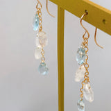 Rainbow moonstone and aquamarine earrings