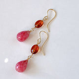 Pink grossular garnet and hessonite garnet earrings