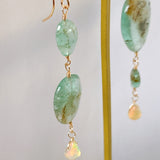 Russian emerald and opal drop earrings (yellow)