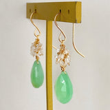 Gemstone chrysoprase and herkimer quartz bouquet earrings