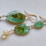 Russian emerald and opal drop earrings (yellow)