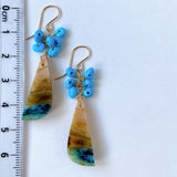 Opalized Wood and Sleeping Beauty Turquoise Bouquet Earrings 