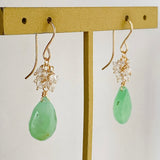 Gemstone chrysoprase and herkimer quartz bouquet earrings