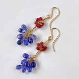 tanzanite and ruby ​​bouquet earrings