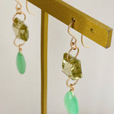 Gemstone chrysoprase and green apatite earrings