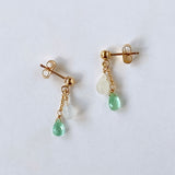 Gem quality emerald and white moonstone earrings