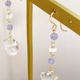 Flower crystal, tanzanite, and moonstone earrings