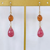 Pink grossular garnet and hessonite garnet earrings