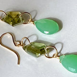 Gemstone chrysoprase and green apatite earrings