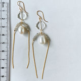 Freshwater pearl and labradorite Yajirobee earrings