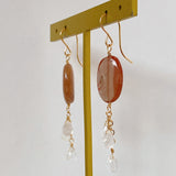 Andesine and rainbow moonstone earrings