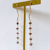 Bicolor tourmaline long earrings