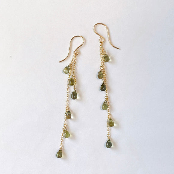 green tourmaline long earrings