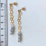 Silver gray color baby pearl chain earrings 