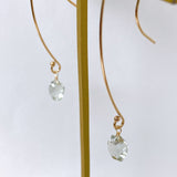 Green amethyst single long hook earrings