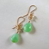 Gemstone chrysoprase and herkimer quartz bouquet earrings