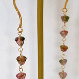 Bicolor tourmaline long earrings