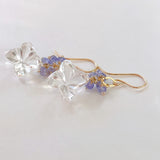 Flower crystal and tanzanite bouquet earrings