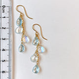 Rainbow moonstone and aquamarine earrings