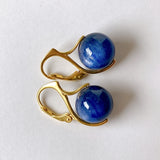 Vermeil 12mm kyanite lever back earrings in yellow gold 