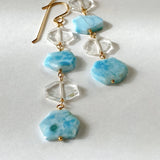 4 long long earrings with larimar and crystal