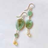 Russian emerald and opal drop earrings (yellow)