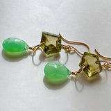 Gemstone chrysoprase and green apatite earrings