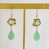 Gemstone chrysoprase and green apatite earrings