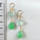 Gem chrysoprase and aquamarine earrings