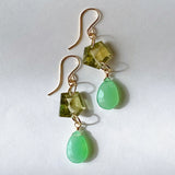 Gemstone chrysoprase and green apatite earrings