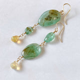 Russian emerald and opal drop earrings (yellow)