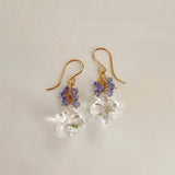 Flower crystal and tanzanite bouquet earrings