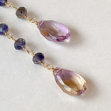 Ametrine and iolite station earrings 