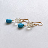 Sleeping Beauty Turquoise and Ceylon Moonstone Earrings