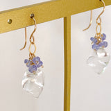 Flower crystal and tanzanite bouquet earrings