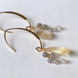 golden rutilated quartz and spinel earrings 