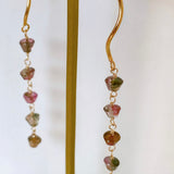 Bicolor tourmaline long earrings